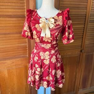 Liz Lisa J-fashion Jirai Kei Gyaru Red Yellow Flower Bow Dress XS-S